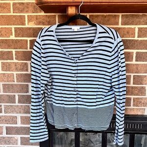 J. Jill Black and Blue Striped Button Down Shirt